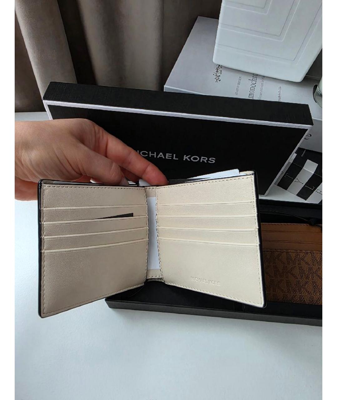 MICHAEL KORS Бежевый кожаный кошелек, фото 8