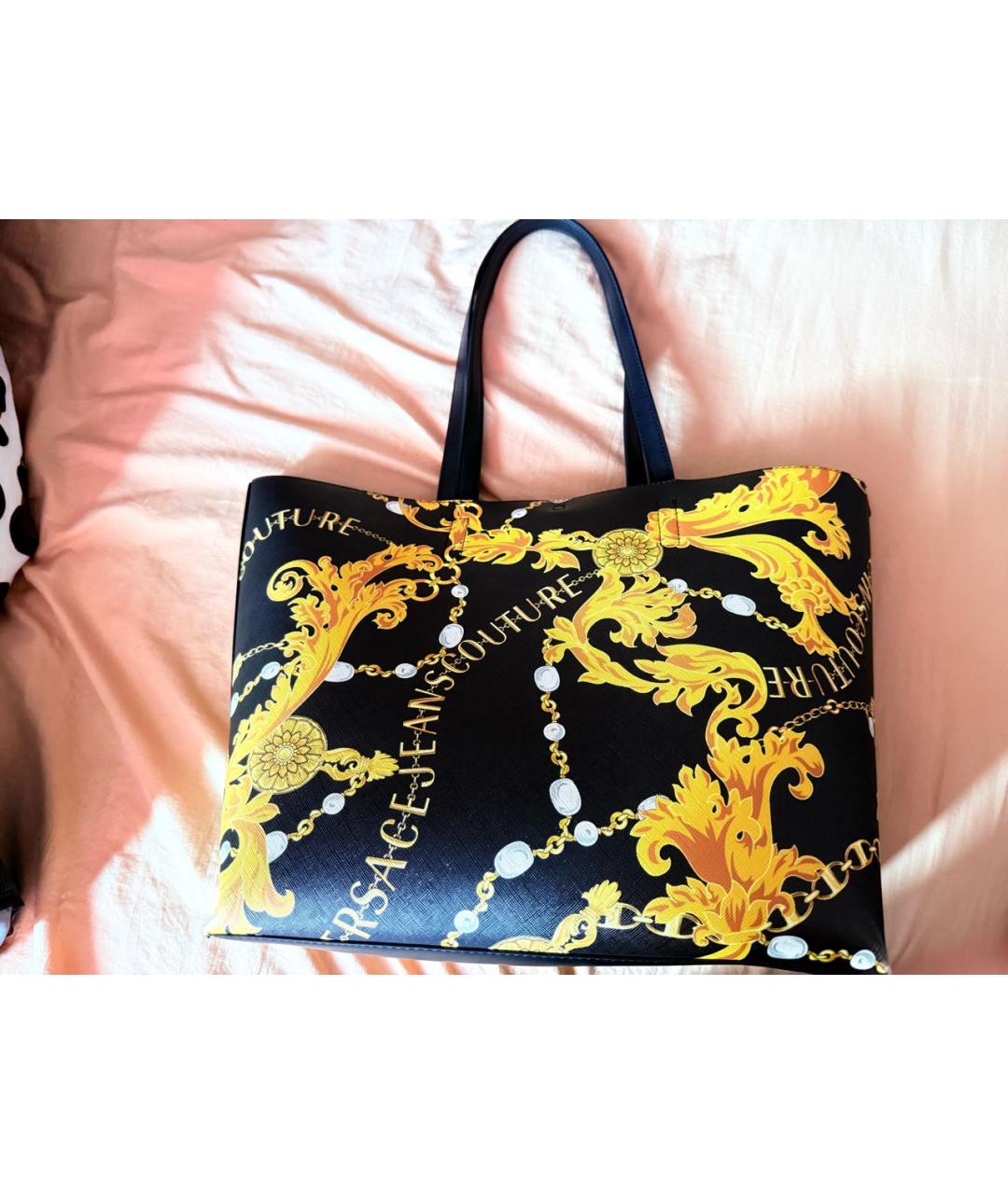 VERSACE JEANS COUTURE Черная сумка тоут из искусственной кожи, фото 5