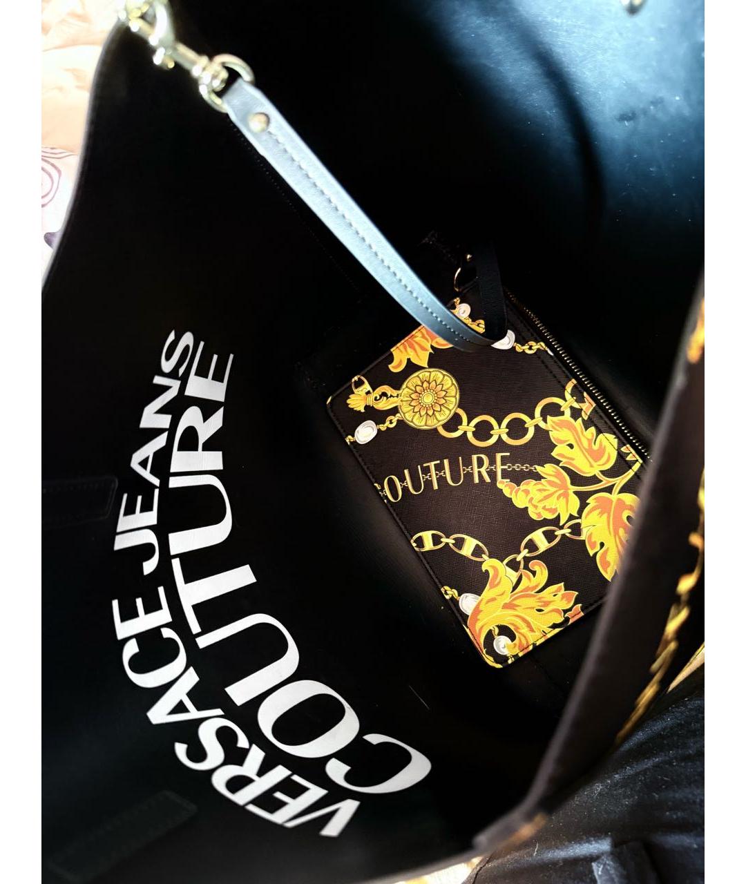 VERSACE JEANS COUTURE Черная сумка тоут из искусственной кожи, фото 4