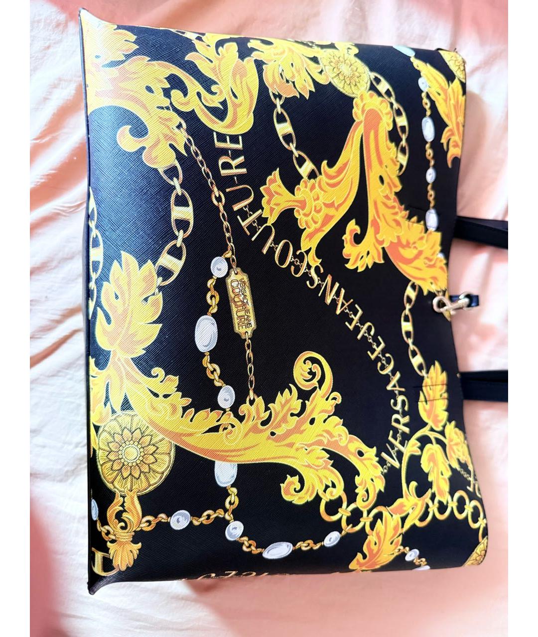 VERSACE JEANS COUTURE Черная сумка тоут из искусственной кожи, фото 3