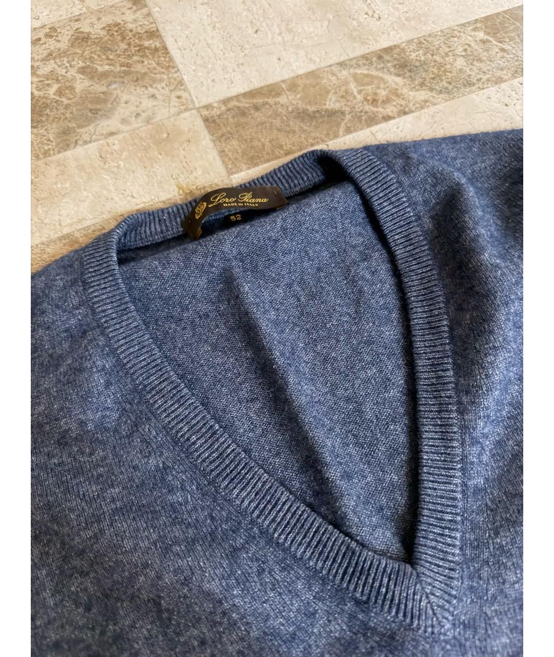 LORO PIANA Синий кашемировый джемпер / свитер, фото 3