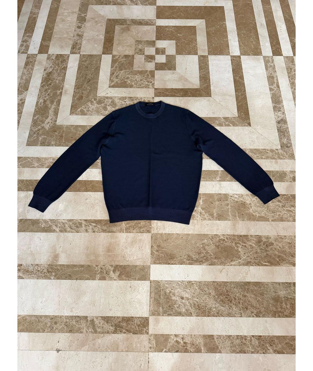 ERMENEGILDO ZEGNA XXX Темно-синий шерстяной джемпер / свитер, фото 5