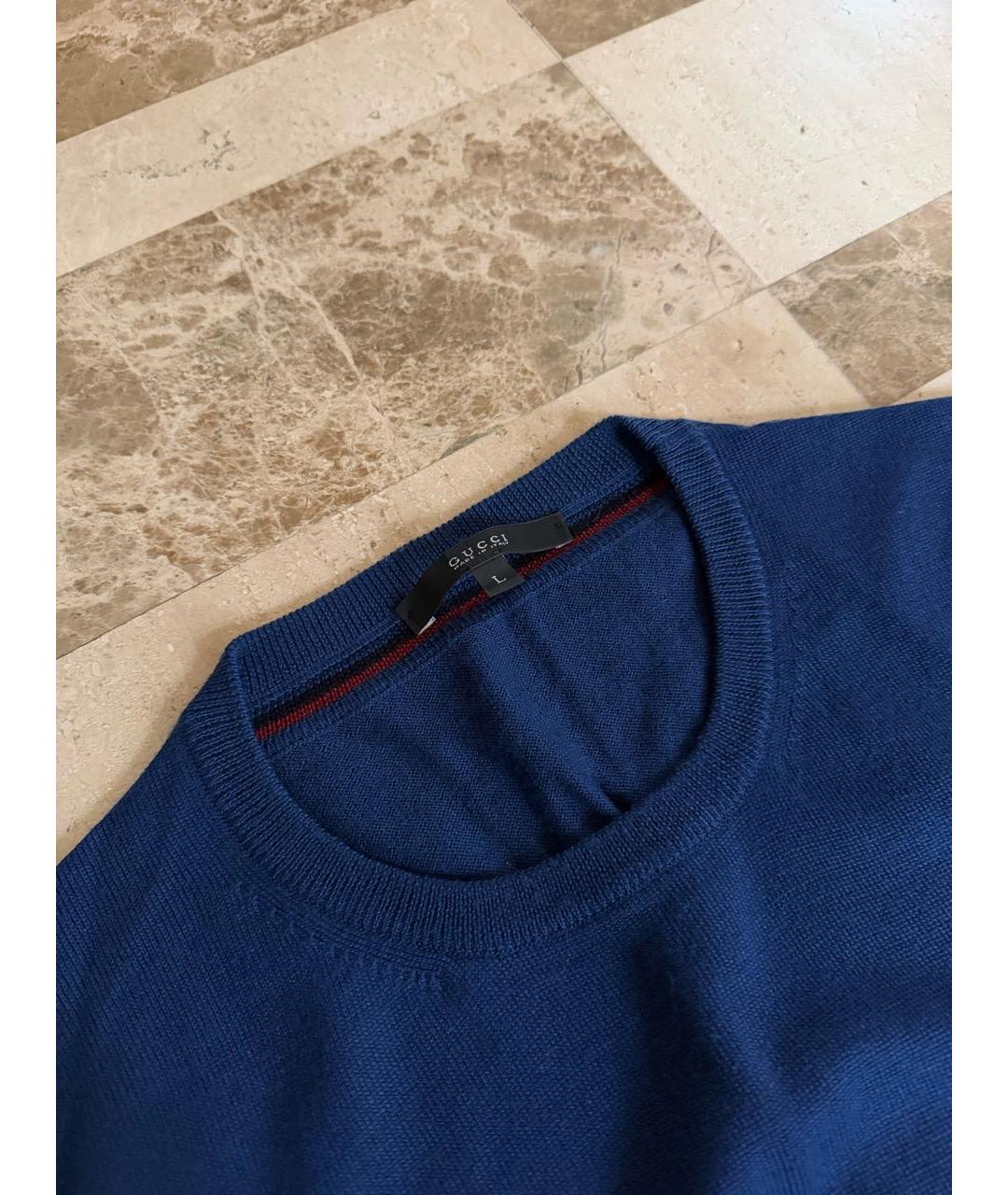 GUCCI Синий шерстяной джемпер / свитер, фото 3