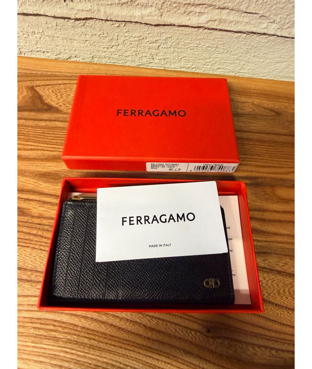 FERRAGAMO Черный кожаный кардхолдер, фото 7