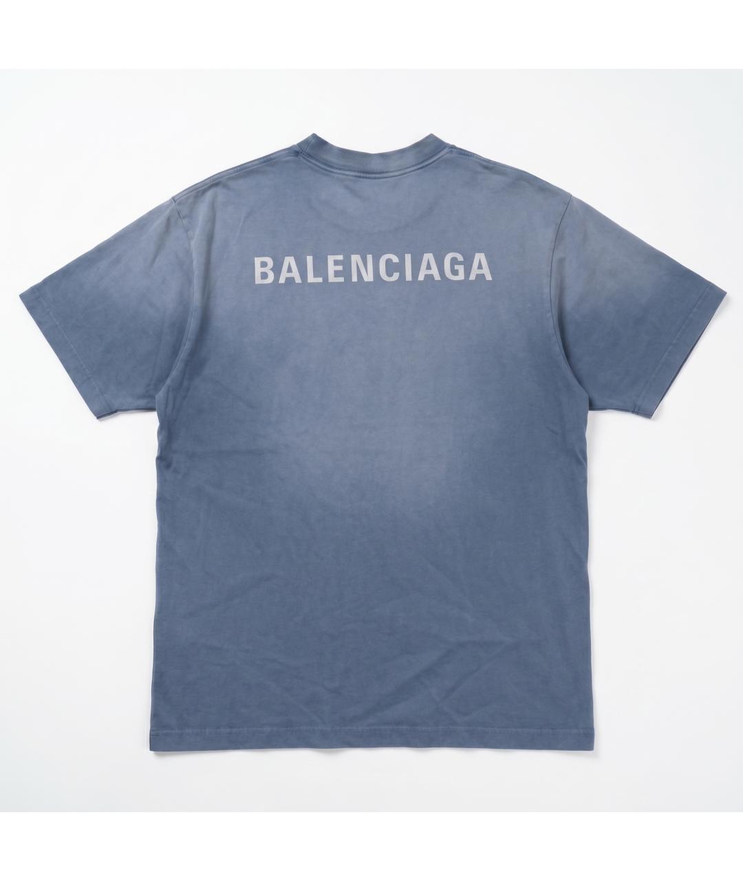 BALENCIAGA Синяя хлопковая футболка, фото 2