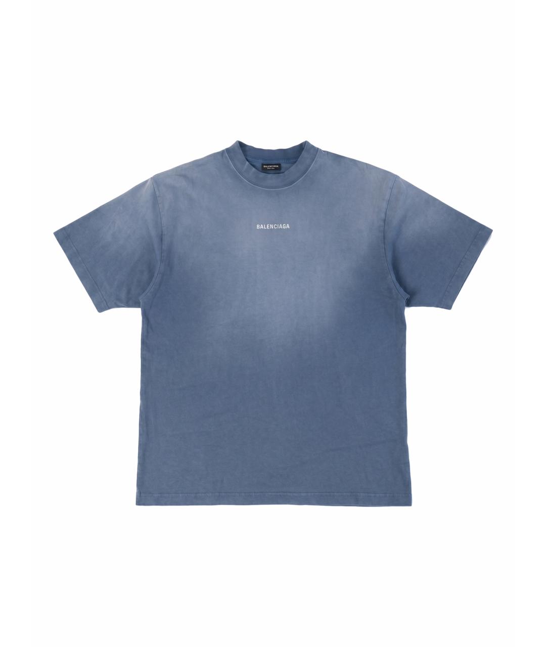 BALENCIAGA Синяя хлопковая футболка, фото 1