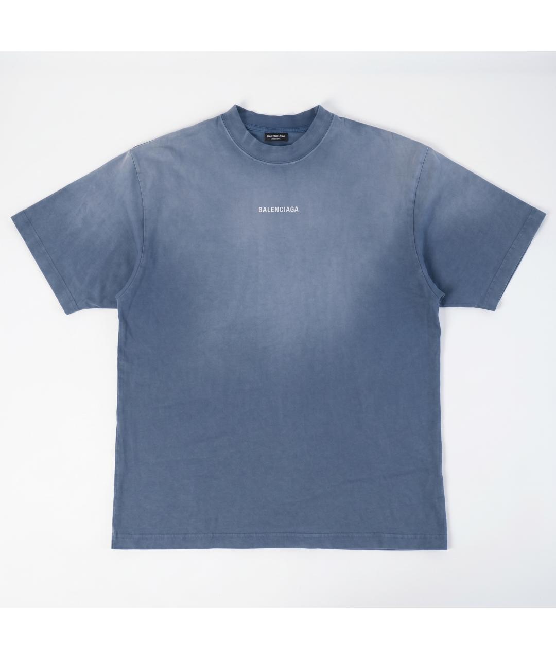 BALENCIAGA Синяя хлопковая футболка, фото 5