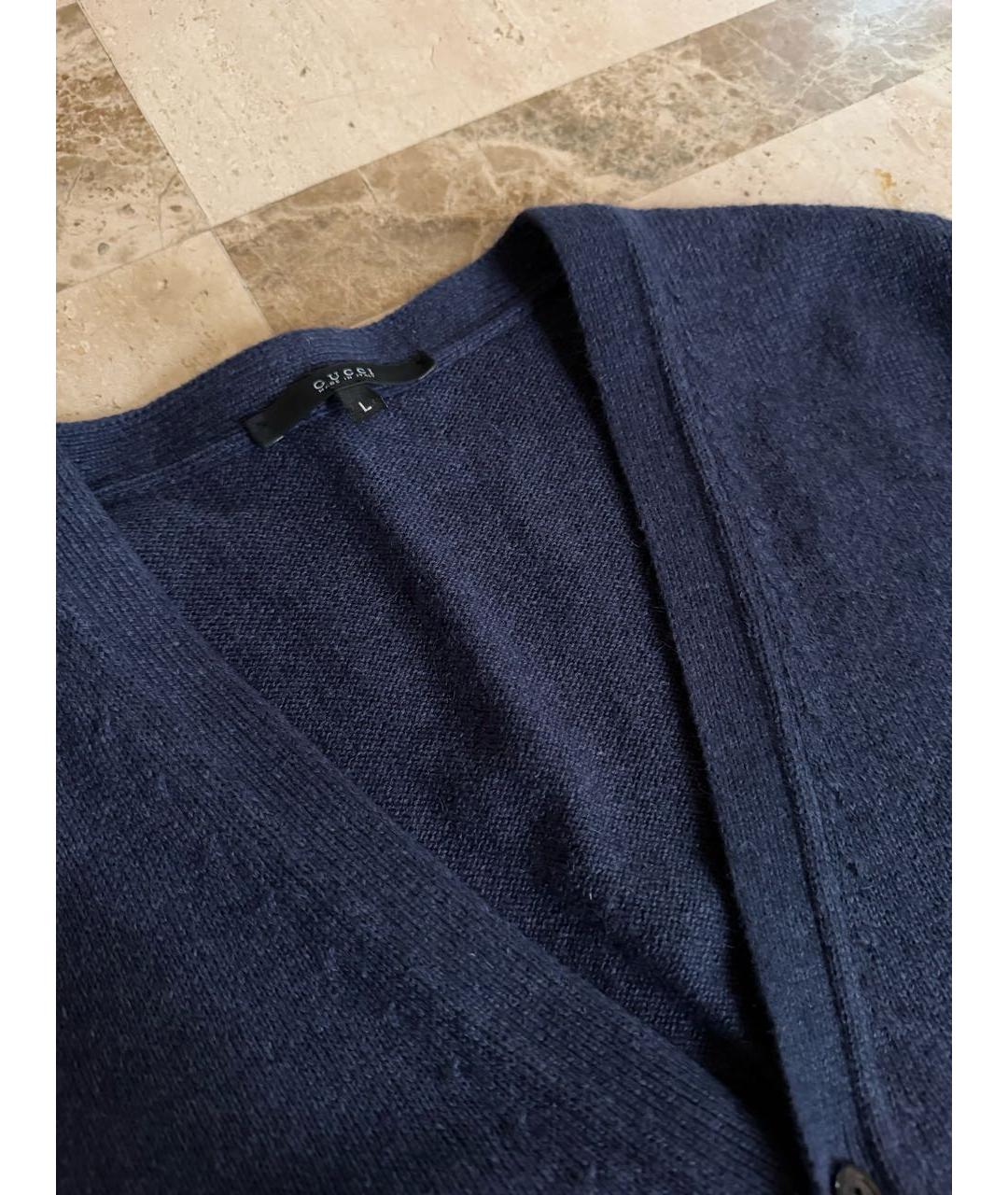 GUCCI Темно-синий шерстяной кардиган, фото 3