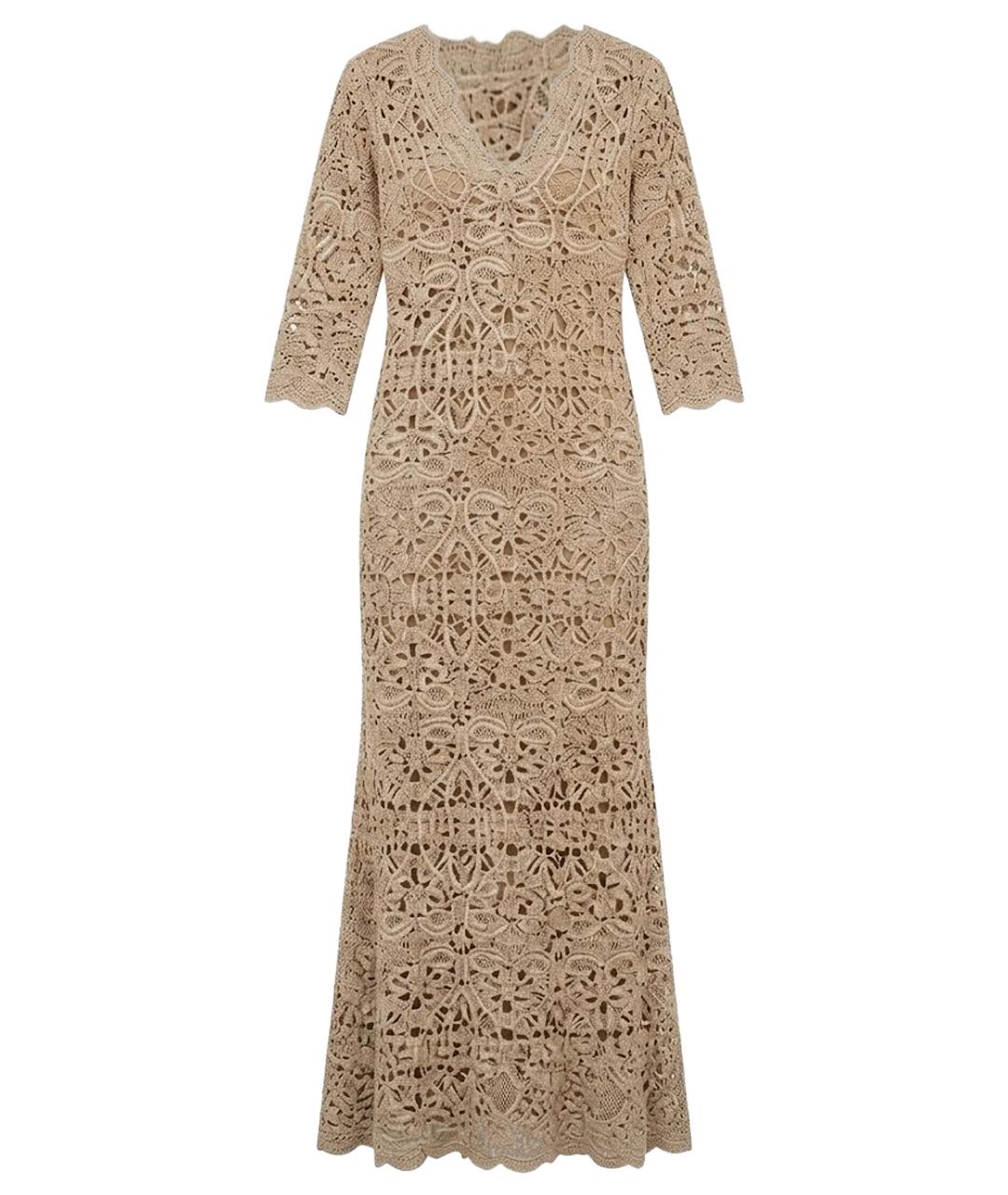 OSCAR DE LA RENTA Бежевое кружевное вечернее платье, фото 1