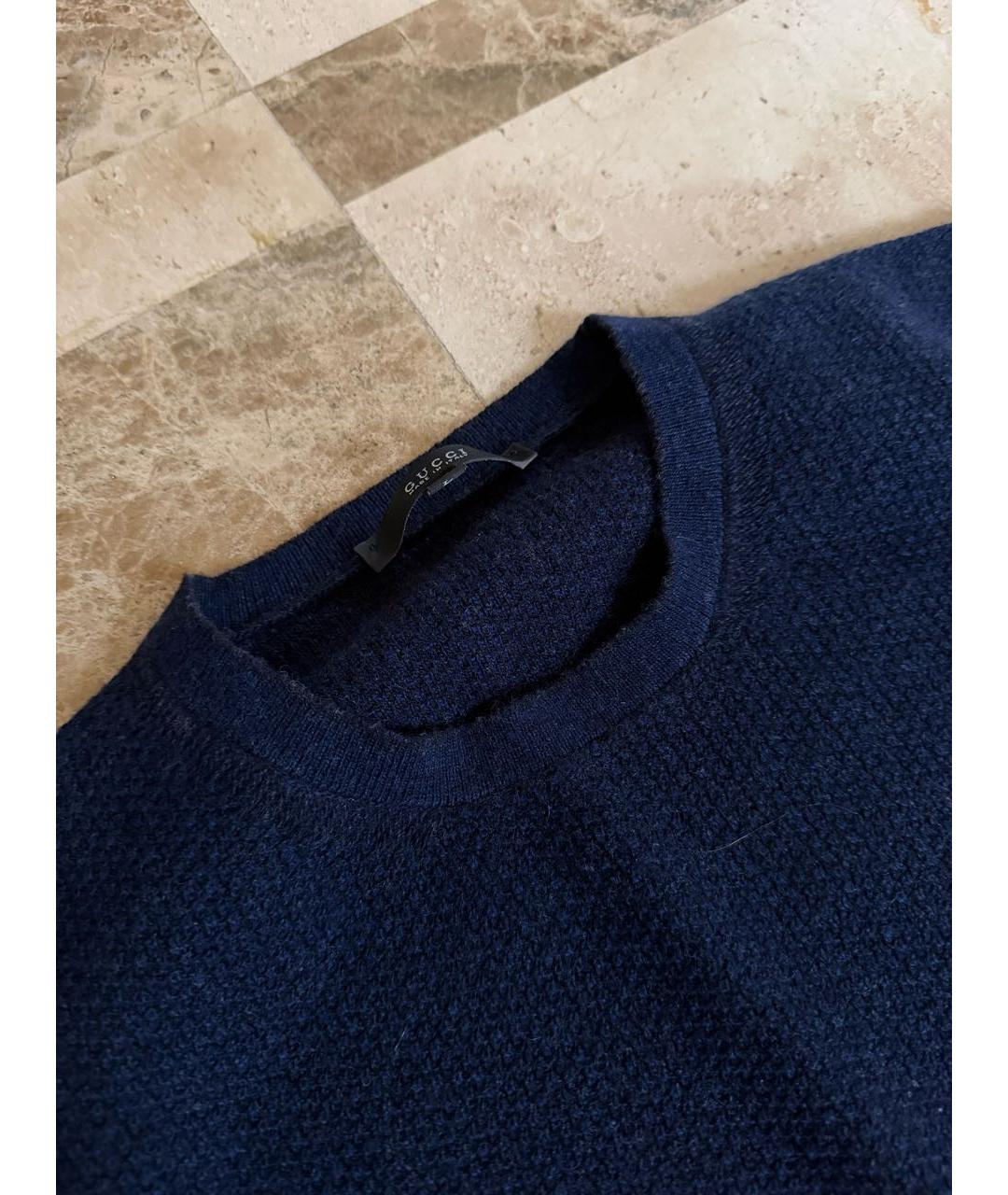 GUCCI Темно-синий шерстяной джемпер / свитер, фото 3
