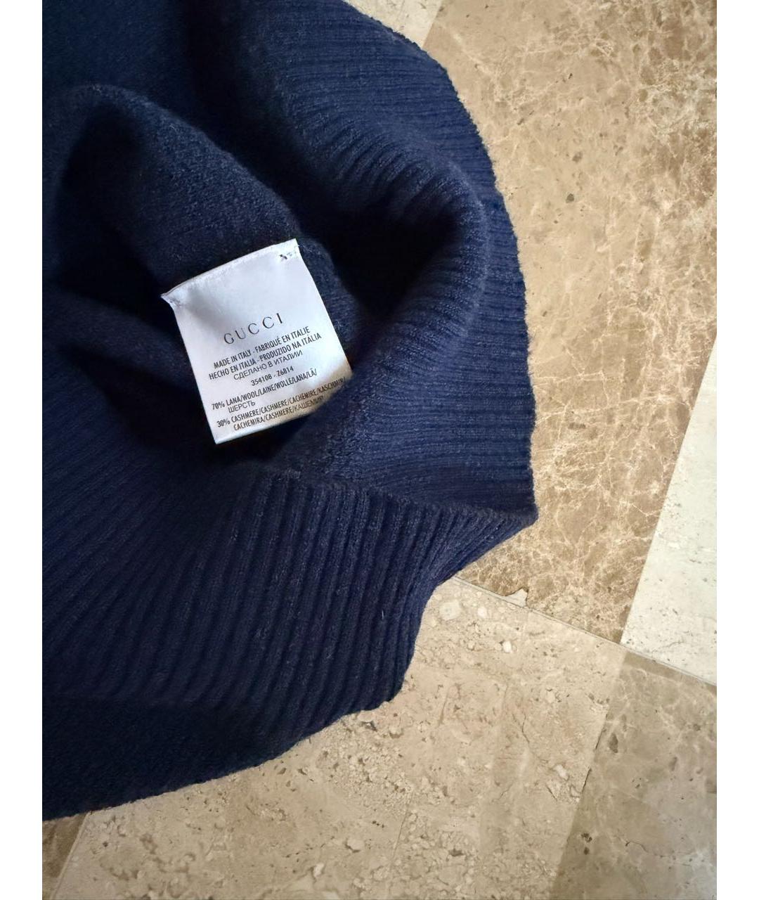 GUCCI Темно-синий шерстяной джемпер / свитер, фото 4
