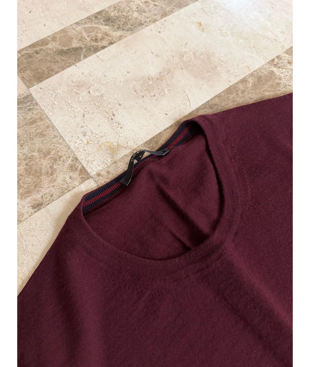 GUCCI Бордовый шерстяной джемпер / свитер, фото 2