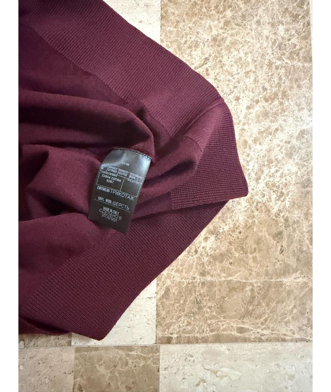GUCCI Бордовый шерстяной джемпер / свитер, фото 3