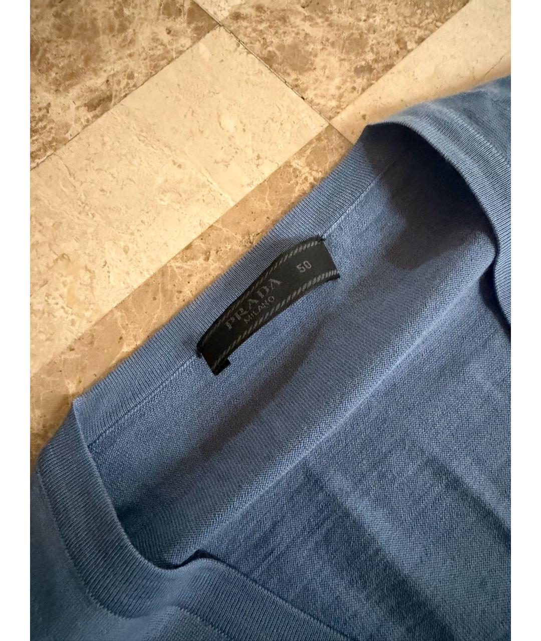 PRADA Голубой шерстяной джемпер / свитер, фото 2