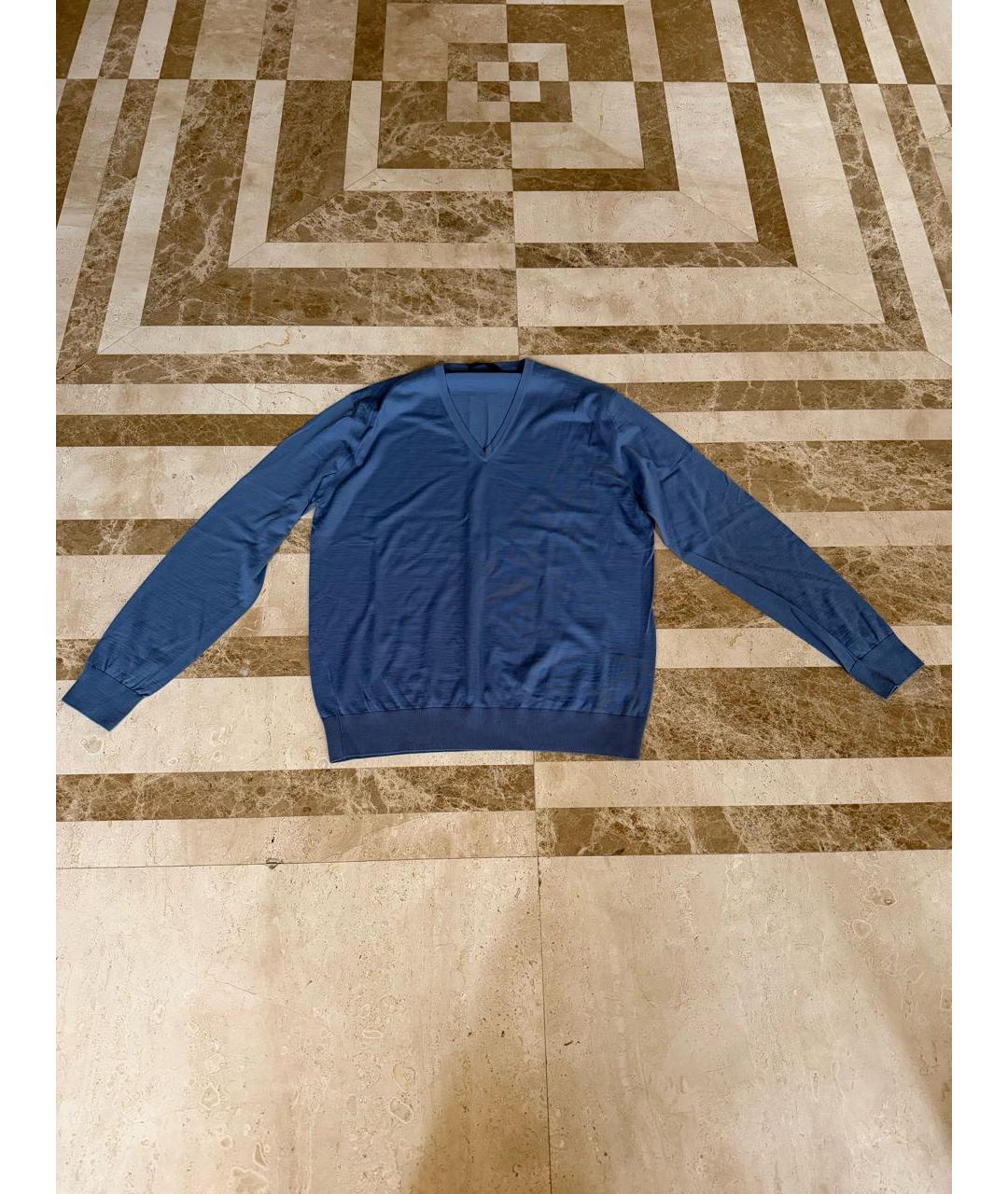 PRADA Голубой шерстяной джемпер / свитер, фото 5