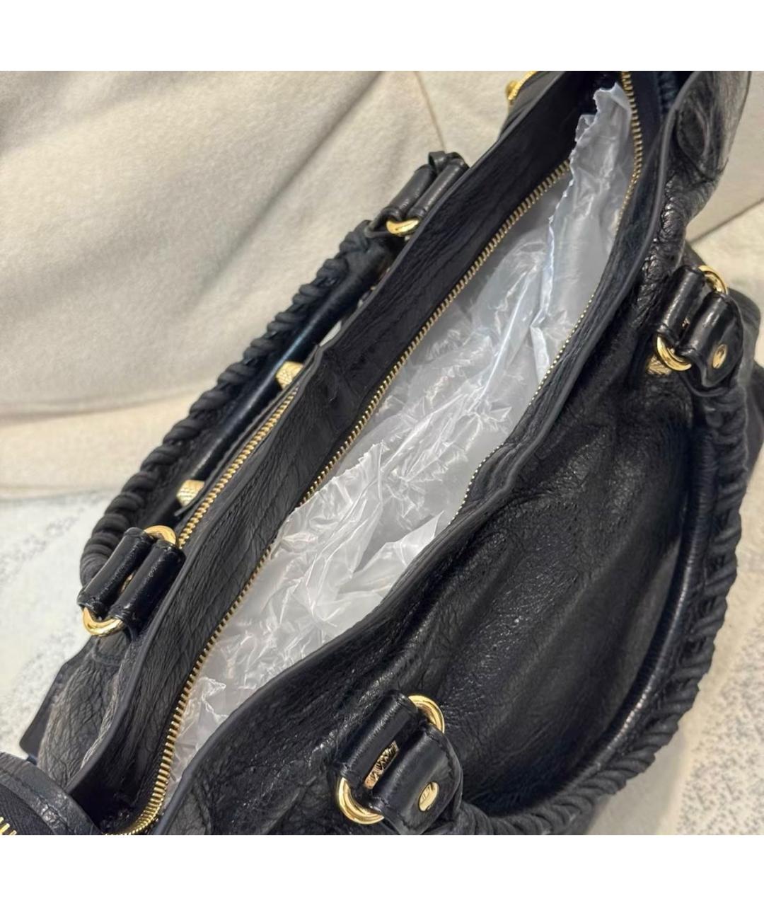 BALENCIAGA Черная кожаная сумка с короткими ручками, фото 6