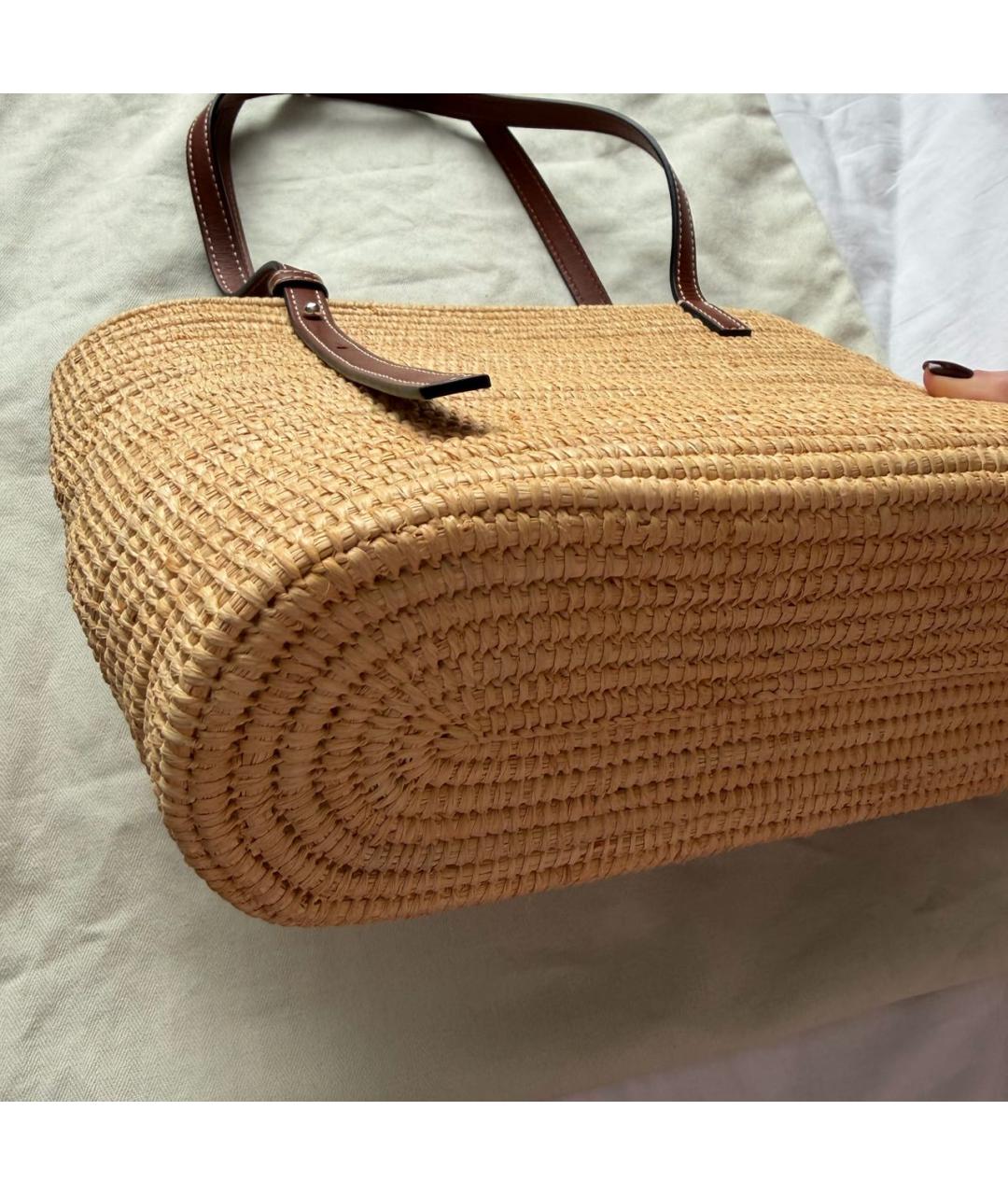 LOEWE Бежевая пелетеная сумка тоут, фото 7