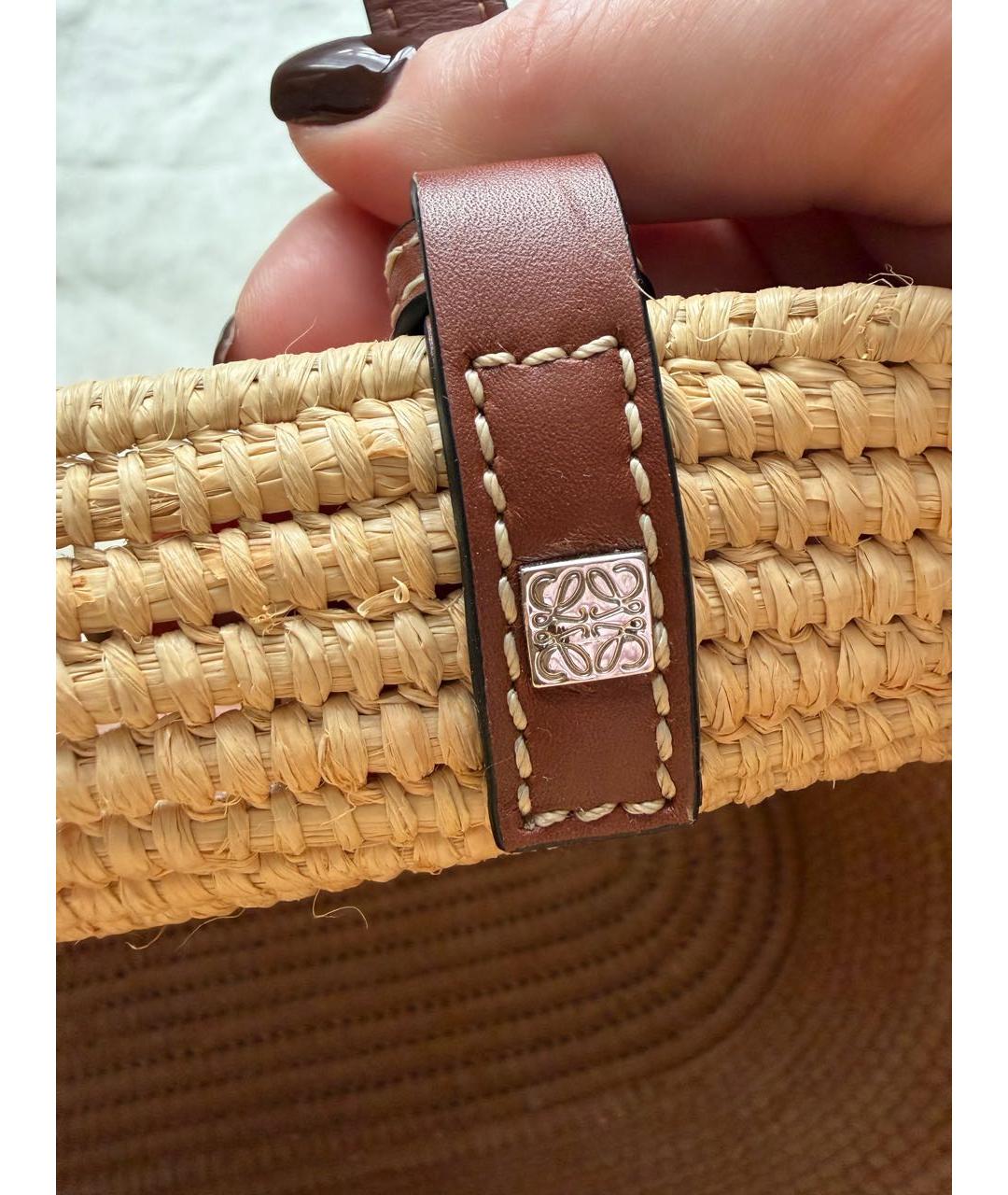 LOEWE Бежевая пелетеная сумка тоут, фото 6