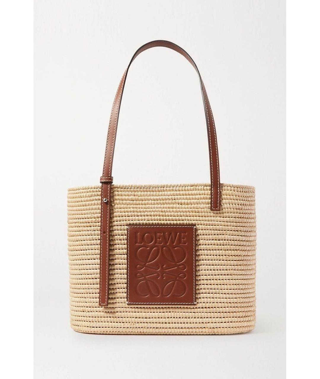 LOEWE Бежевая пелетеная сумка тоут, фото 9