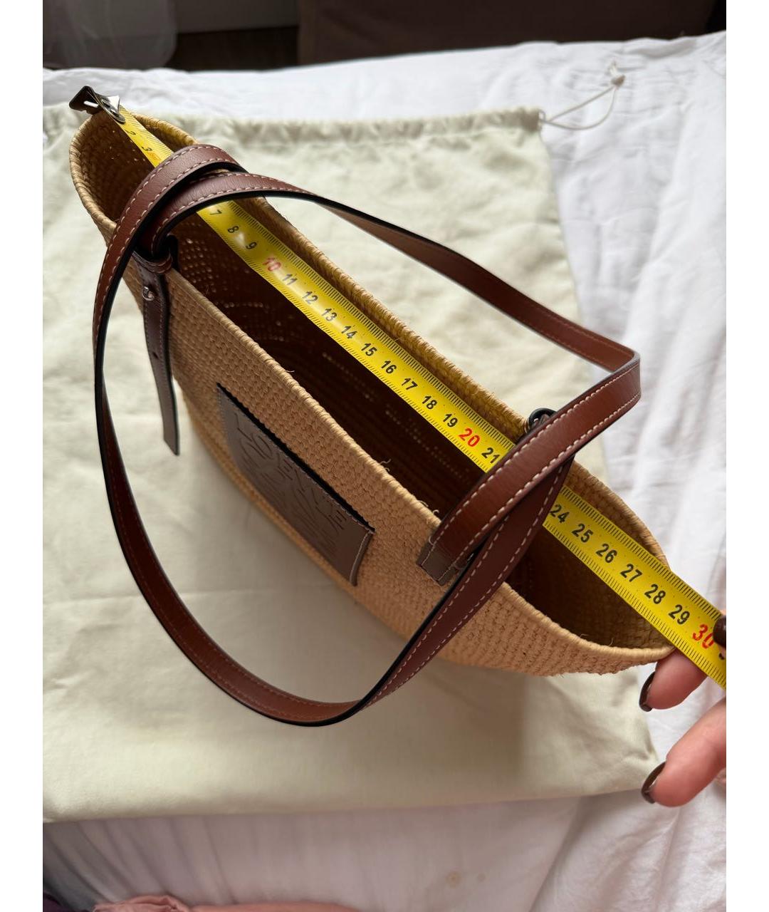 LOEWE Бежевая пелетеная сумка тоут, фото 4