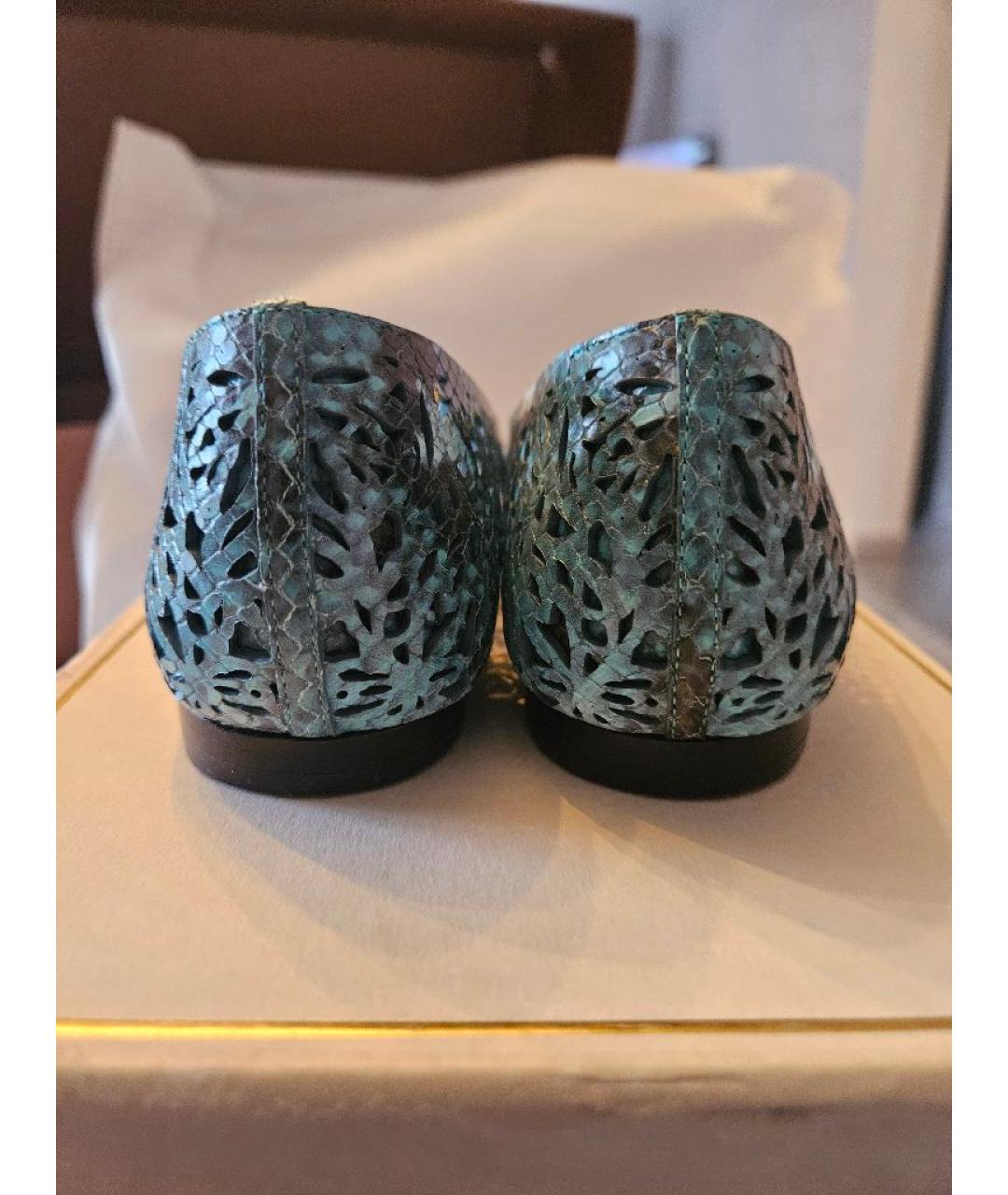EMILIO PUCCI Бирюзовые кожаные балетки, фото 5