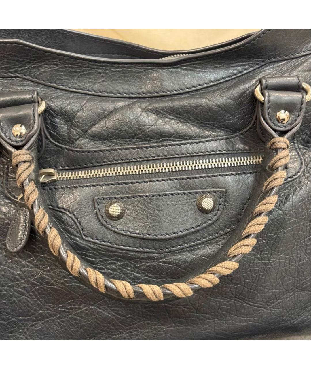 BALENCIAGA Черная кожаная сумка с короткими ручками, фото 6