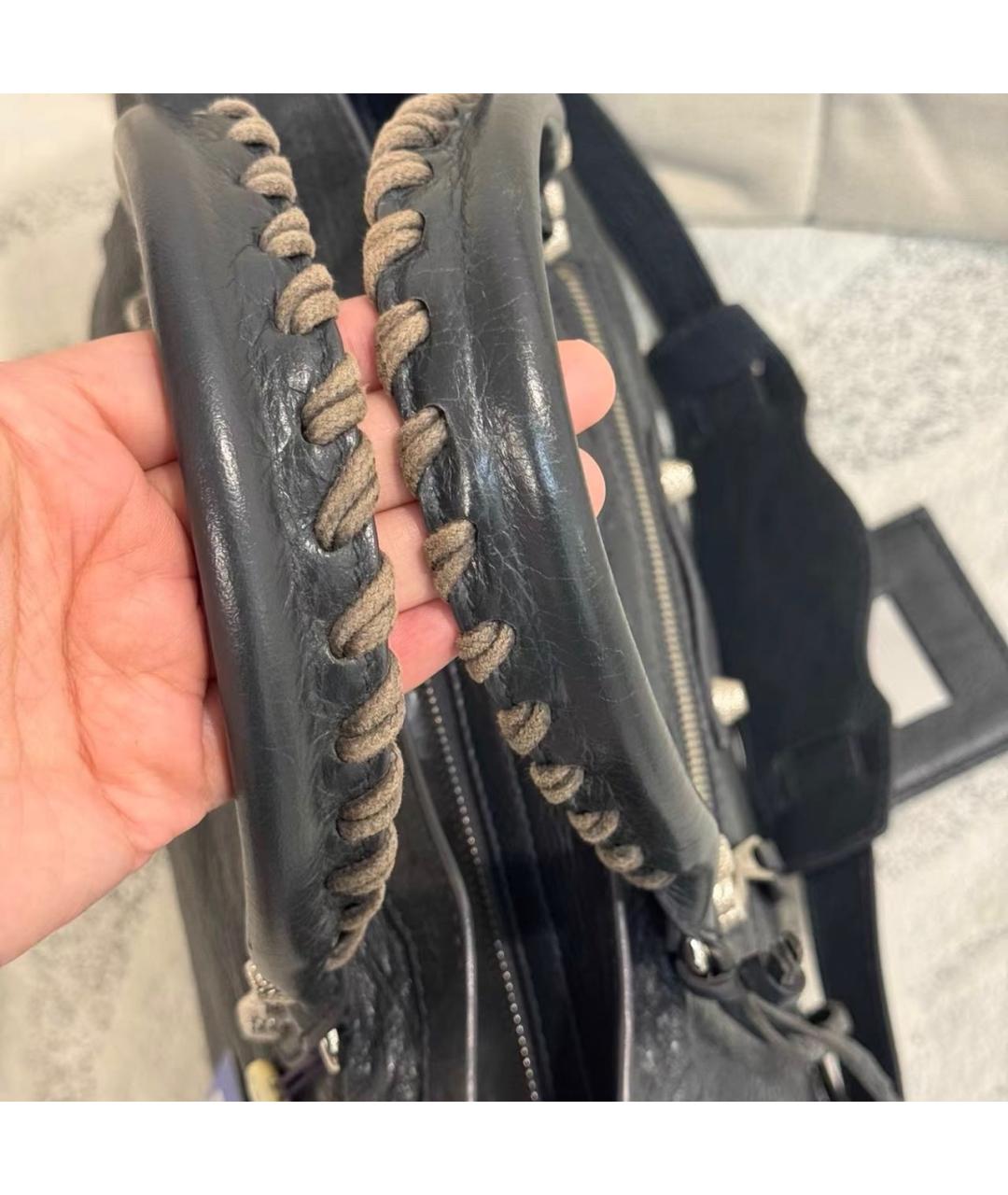 BALENCIAGA Черная кожаная сумка с короткими ручками, фото 2