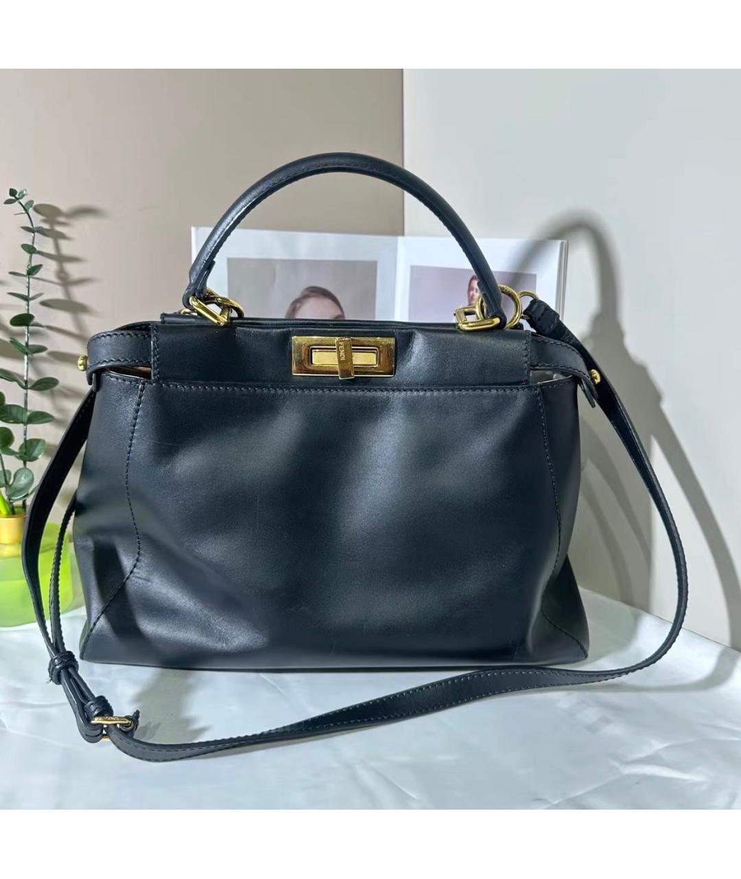 FENDI Черная кожаная сумка через плечо, фото 8