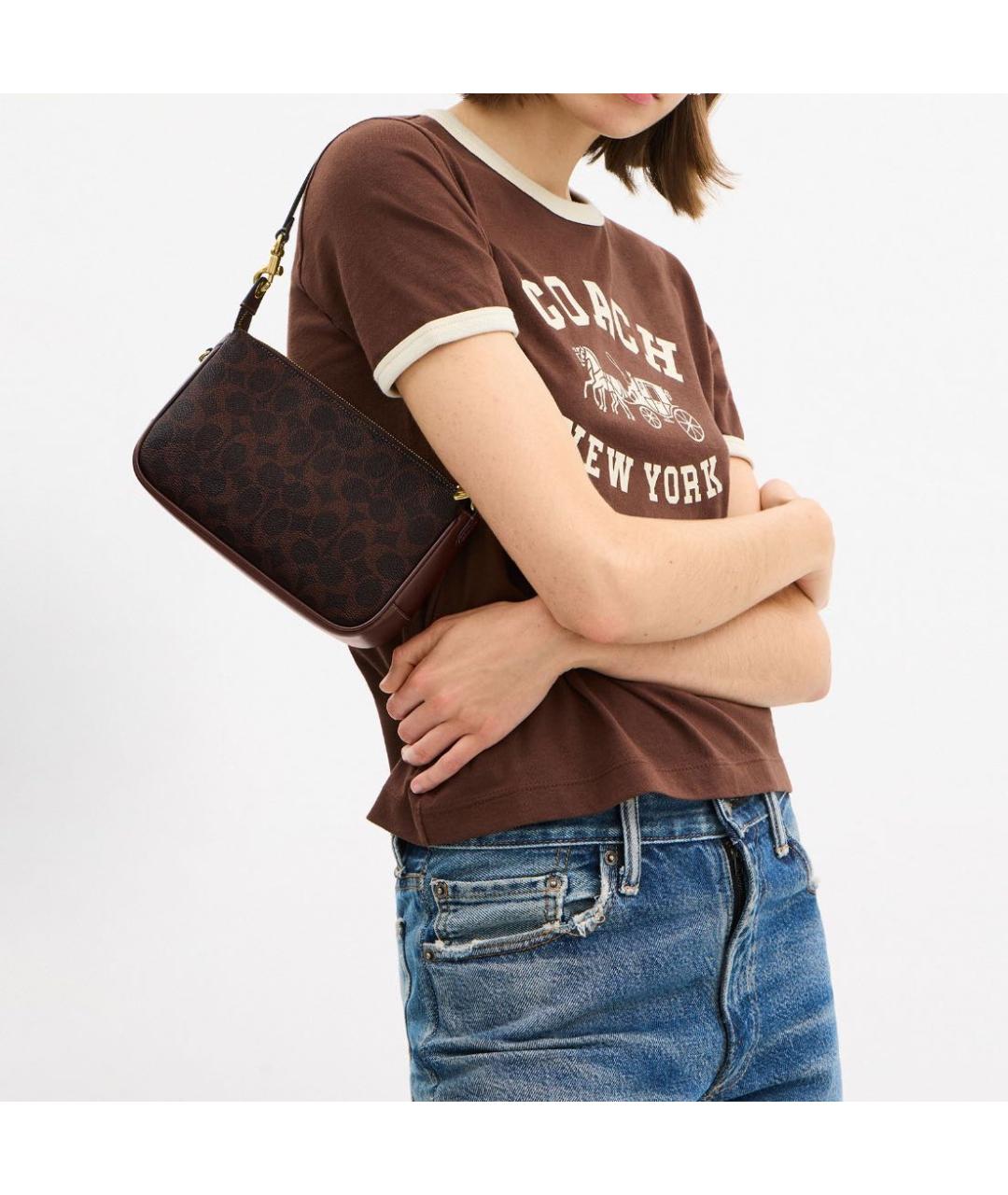 COACH Коричневая сумка через плечо, фото 6