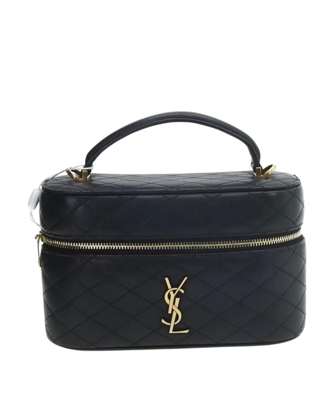 SAINT LAURENT Черная кожаная сумка с короткими ручками, фото 1