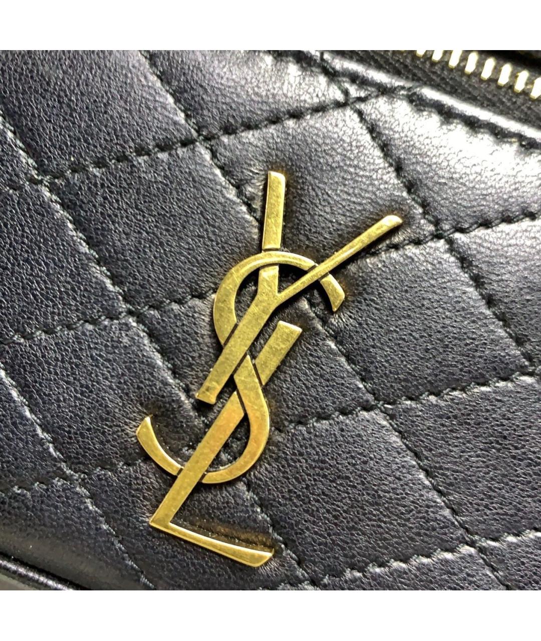 SAINT LAURENT Черная кожаная сумка с короткими ручками, фото 6