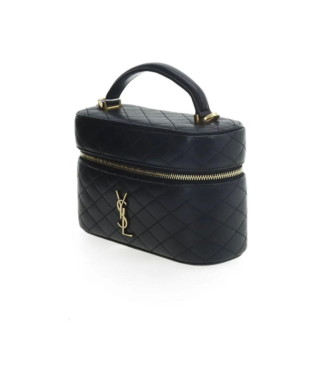 SAINT LAURENT Черная кожаная сумка с короткими ручками, фото 2