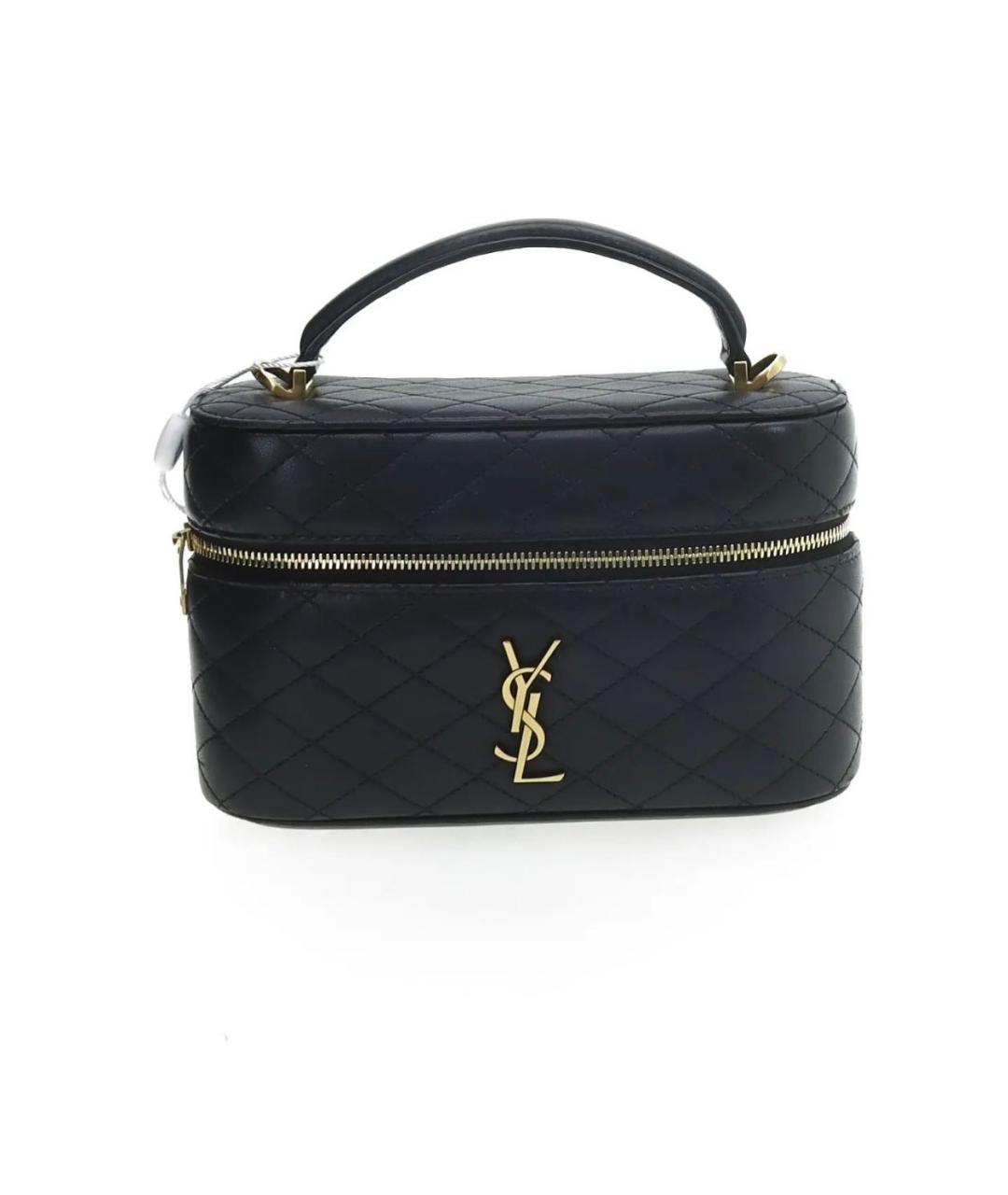 SAINT LAURENT Черная кожаная сумка с короткими ручками, фото 8