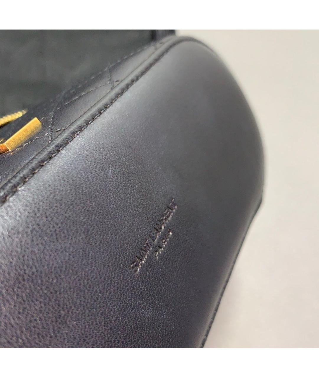 SAINT LAURENT Черная кожаная сумка с короткими ручками, фото 5