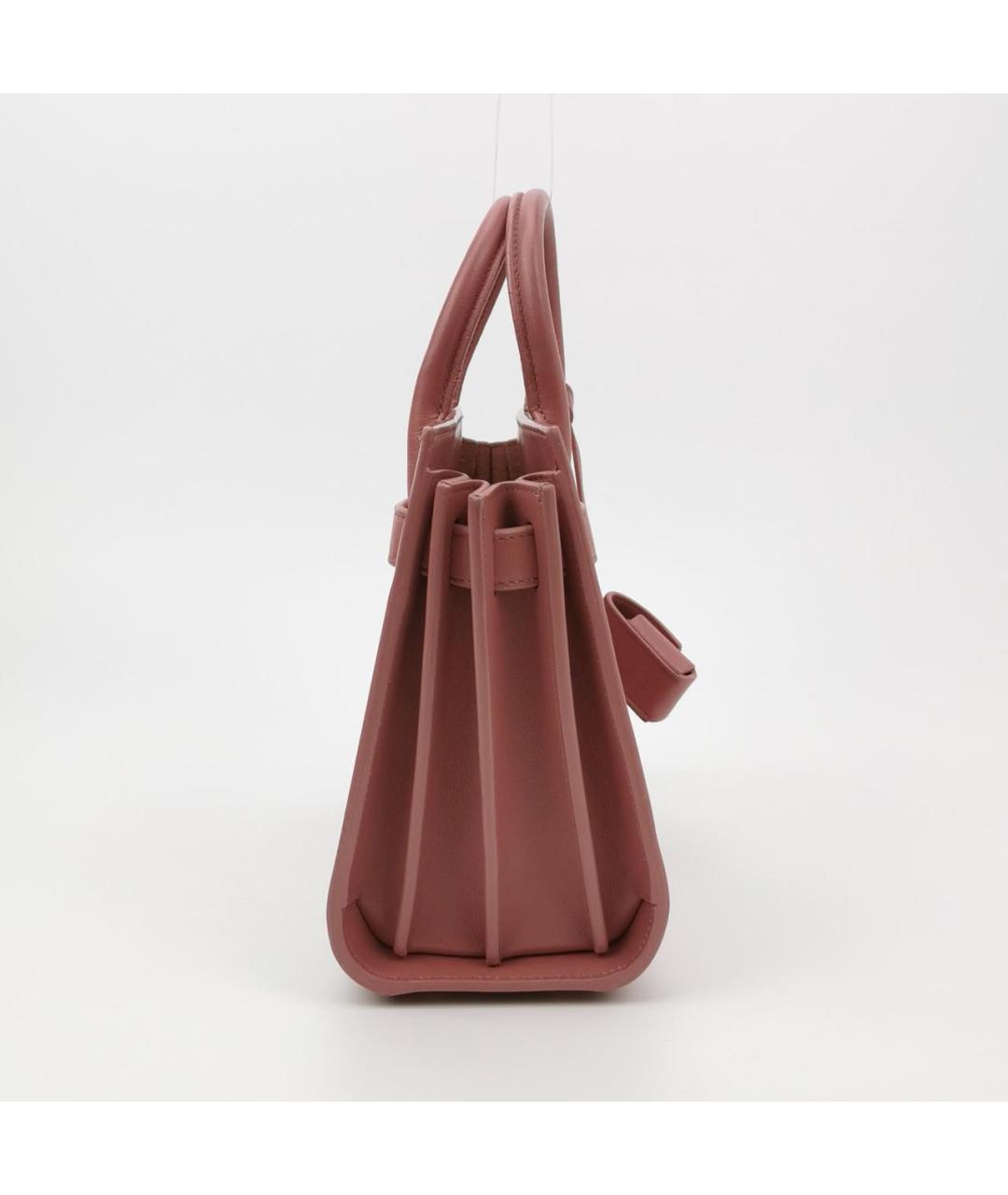 SAINT LAURENT Розовая кожаная сумка с короткими ручками, фото 4