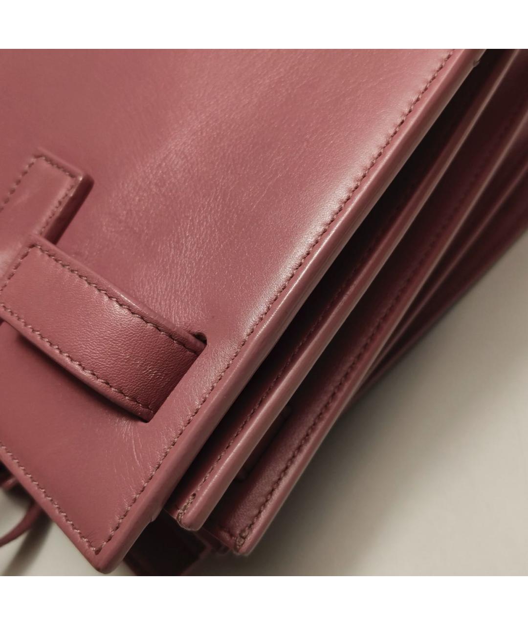 SAINT LAURENT Розовая кожаная сумка с короткими ручками, фото 7