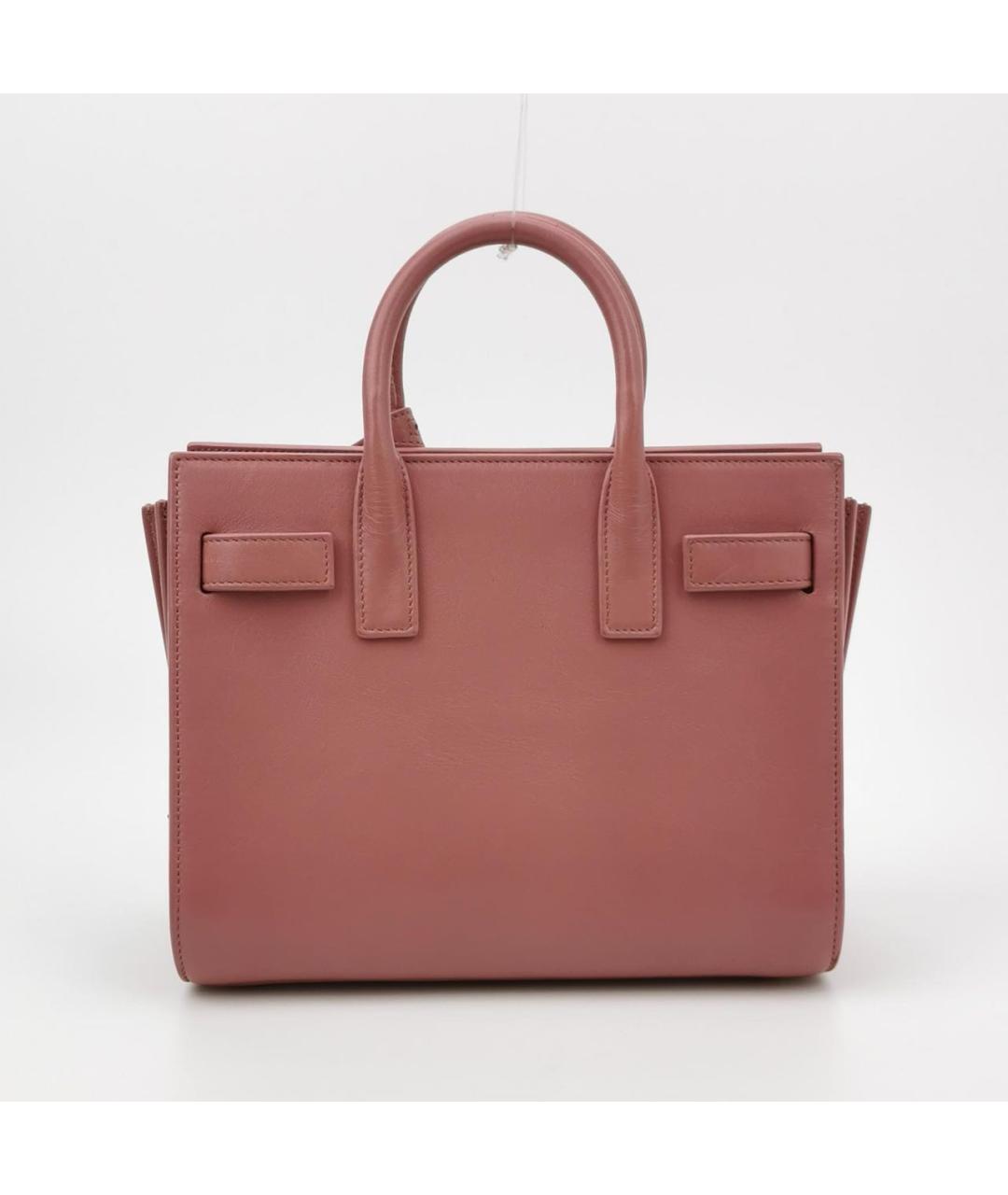 SAINT LAURENT Розовая кожаная сумка с короткими ручками, фото 3