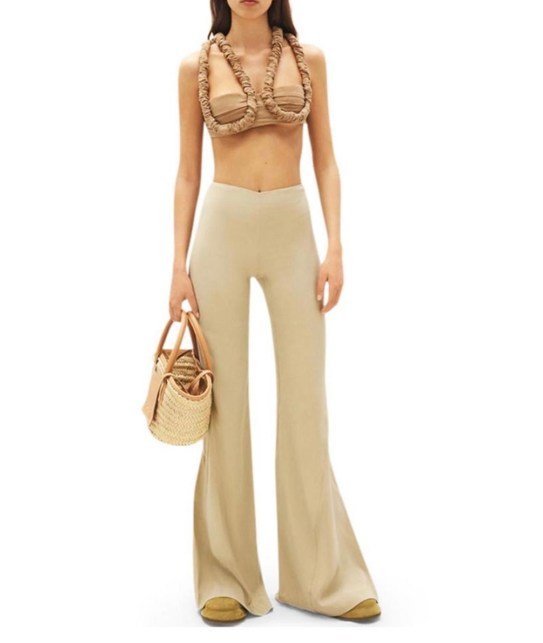 JACQUEMUS Бежевые вискозные брюки широкие, фото 8