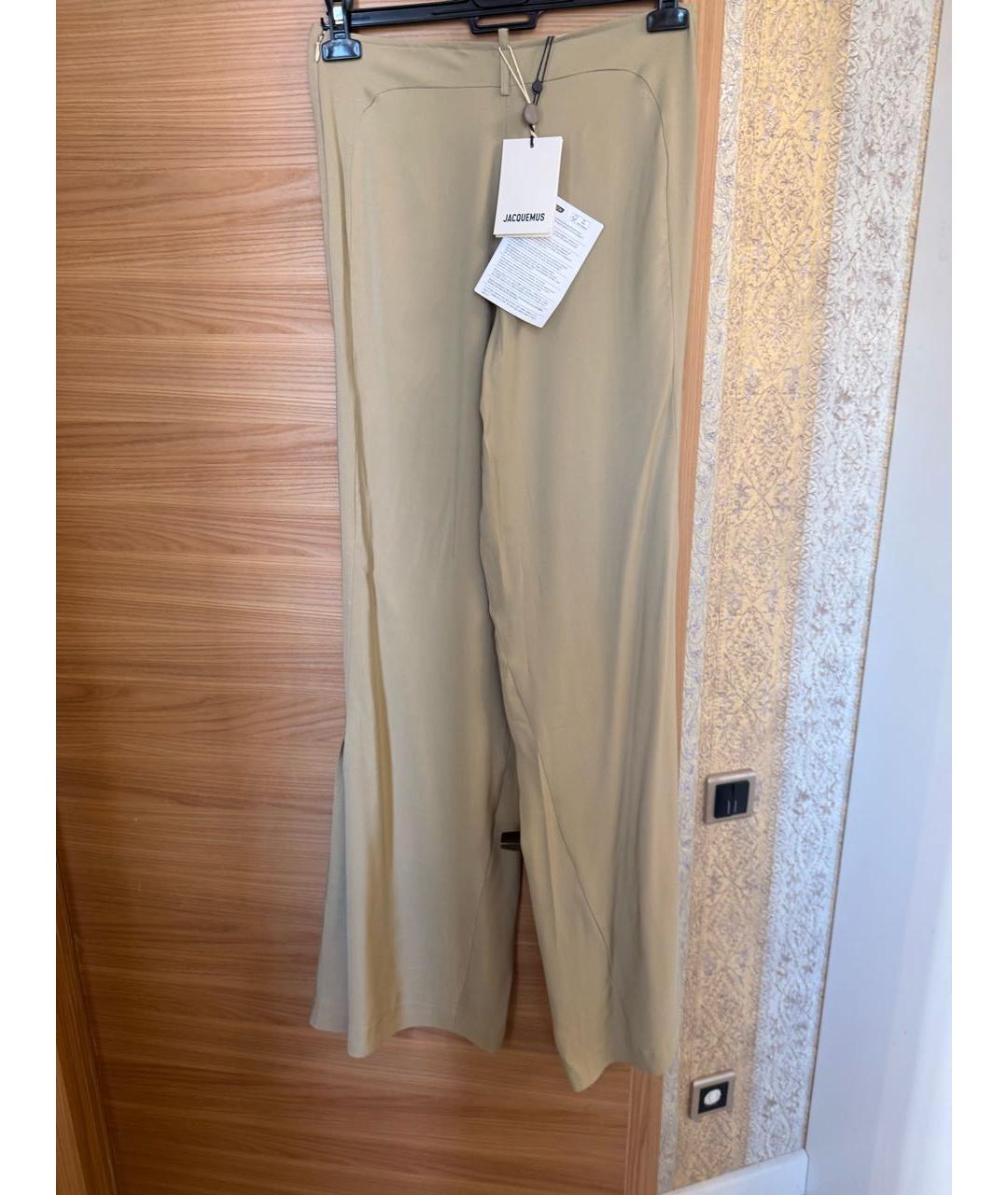 JACQUEMUS Бежевые вискозные брюки широкие, фото 3