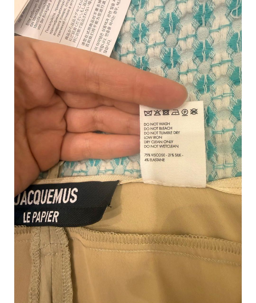 JACQUEMUS Бежевые вискозные брюки широкие, фото 5