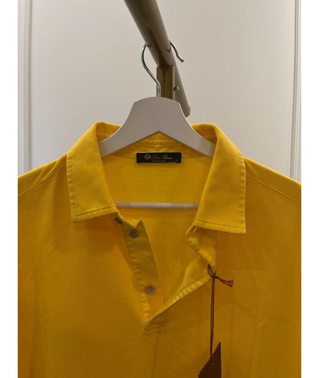 LORO PIANA Желтое хлопковое поло с коротким рукавом, фото 3