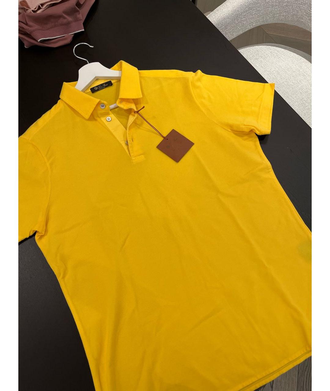 LORO PIANA Желтое хлопковое поло с коротким рукавом, фото 5