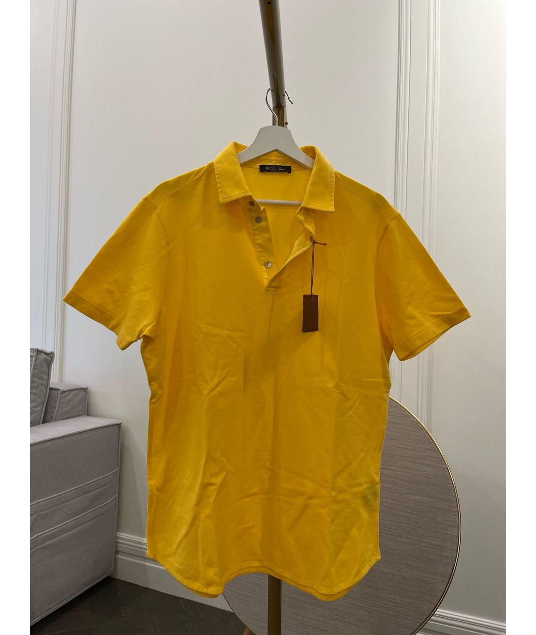 LORO PIANA Желтое хлопковое поло с коротким рукавом, фото 9