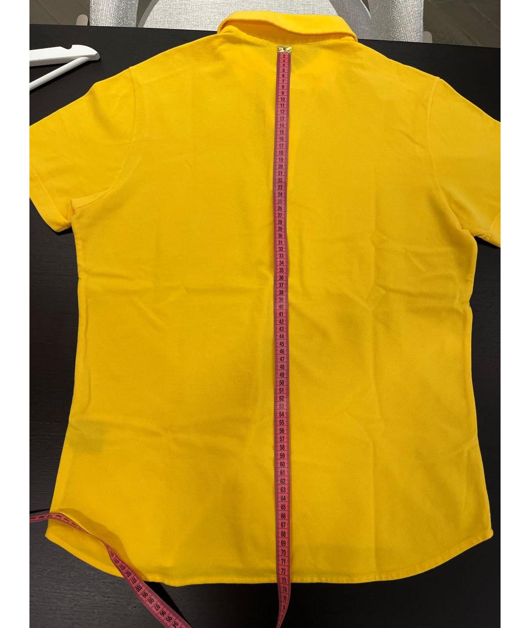 LORO PIANA Желтое хлопковое поло с коротким рукавом, фото 8