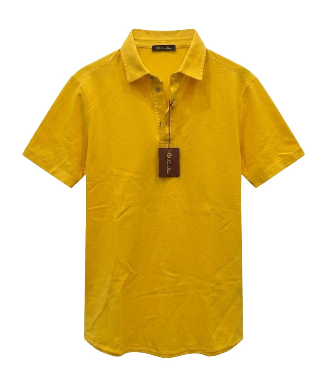 LORO PIANA Желтое хлопковое поло с коротким рукавом, фото 1
