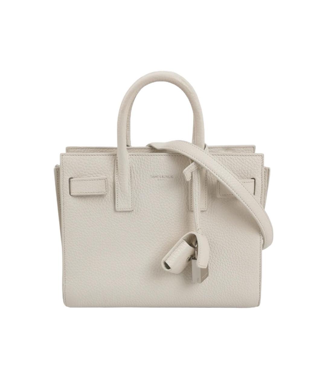 SAINT LAURENT Белая кожаная сумка через плечо, фото 1