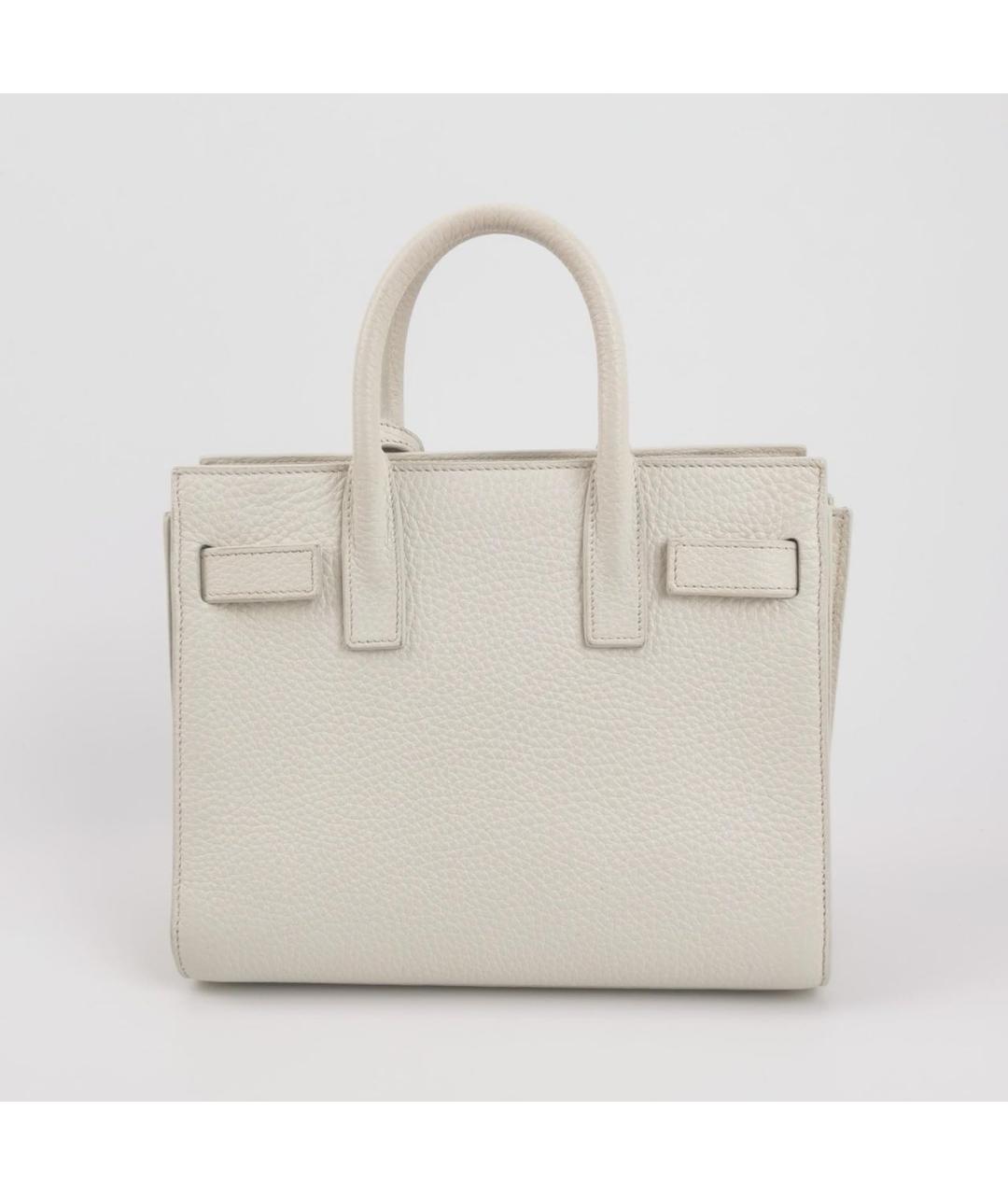 SAINT LAURENT Белая кожаная сумка через плечо, фото 7