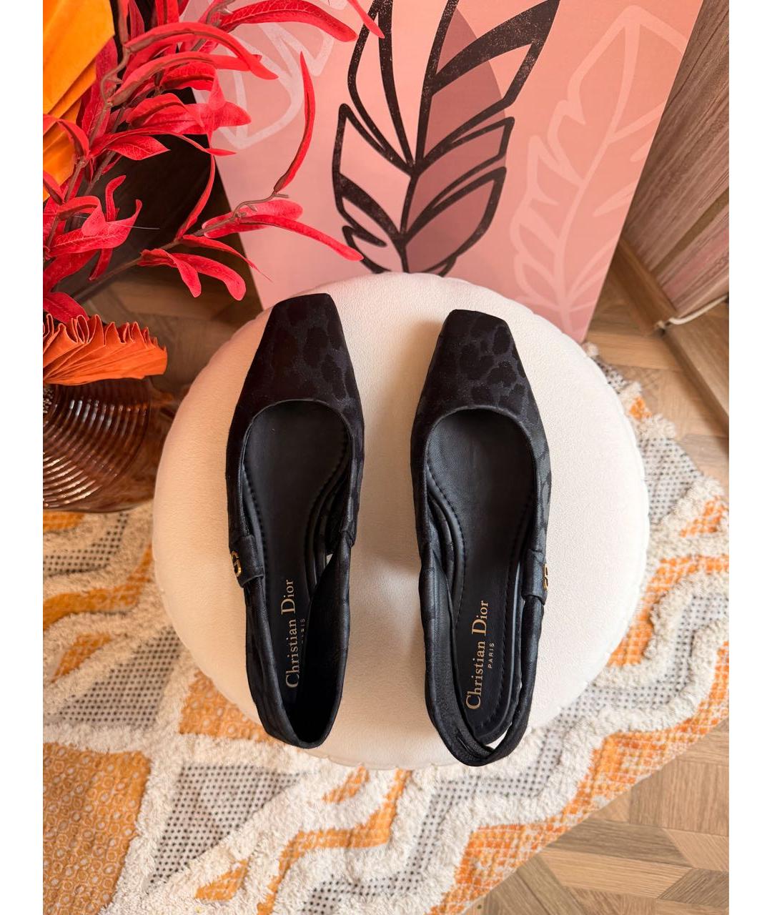 CHRISTIAN DIOR Антрацитовые текстильные балетки, фото 3