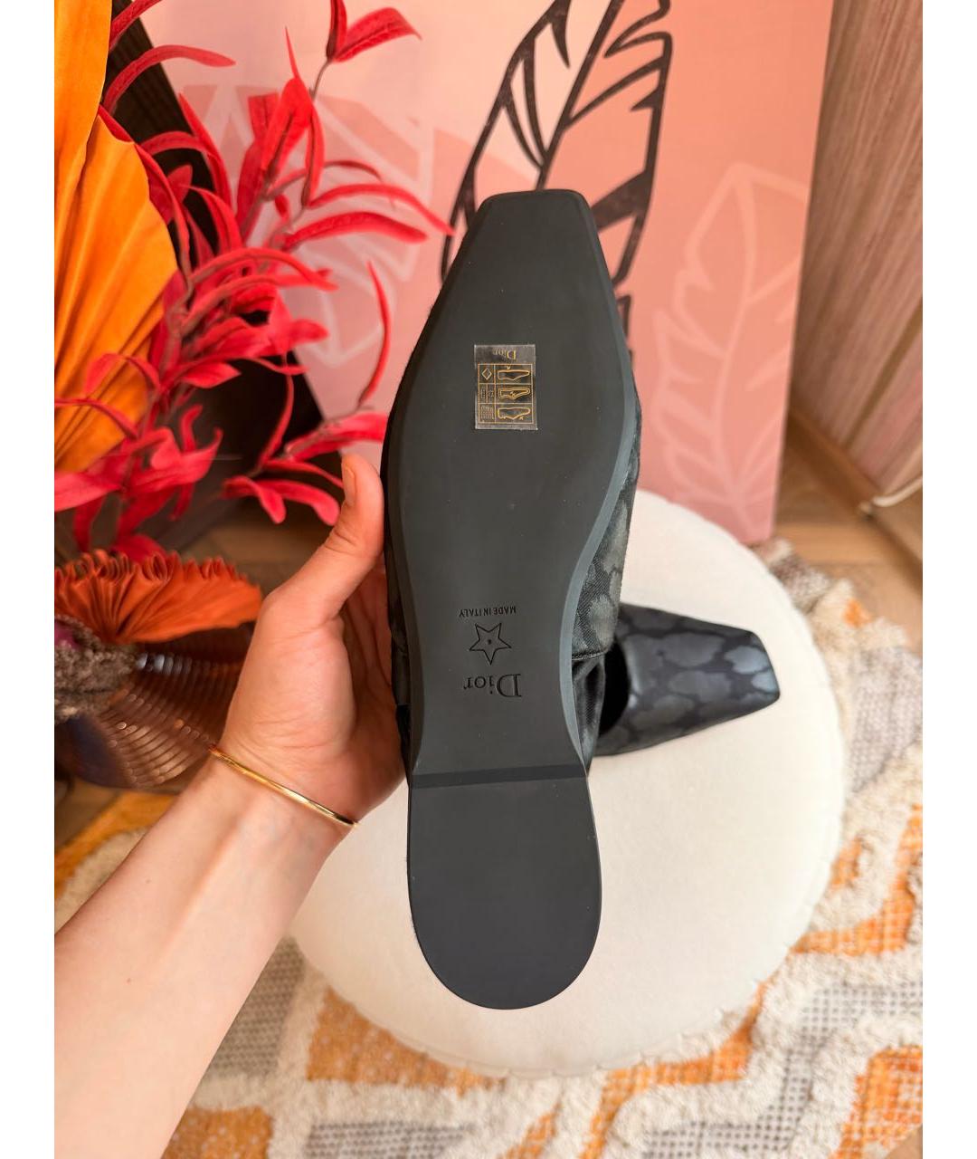 CHRISTIAN DIOR Антрацитовые текстильные балетки, фото 5