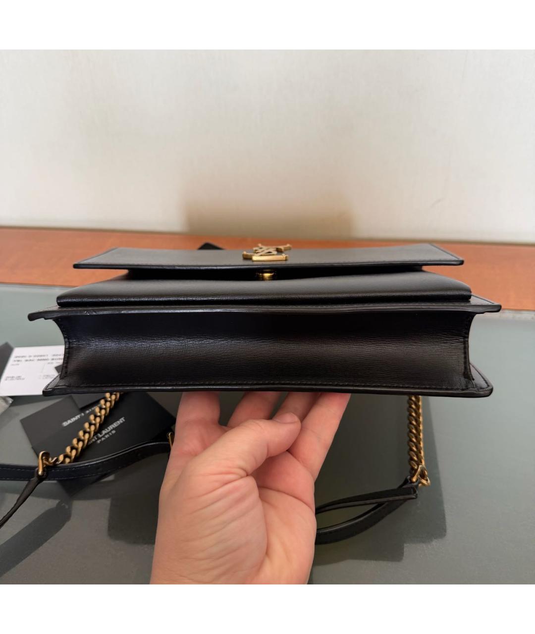 SAINT LAURENT Черная кожаная сумка через плечо, фото 6